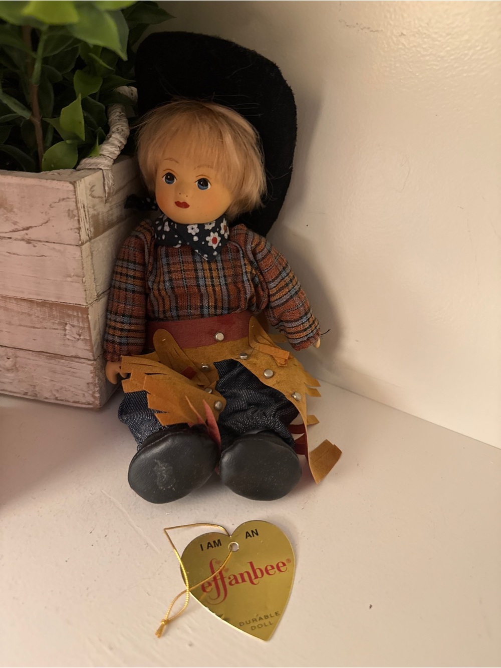 Vintage Effanbee Cowboy Doll 10” Western Outfit Original Hang Tag